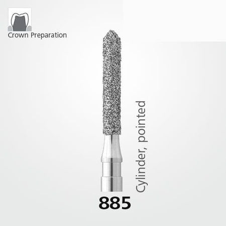 Meisinger 885 Synthetic Diamond Cylinder Bur — Pack of 5