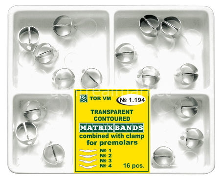 Tor VM Transparent Premolar Matrix Band with Clip — Pack of 16
