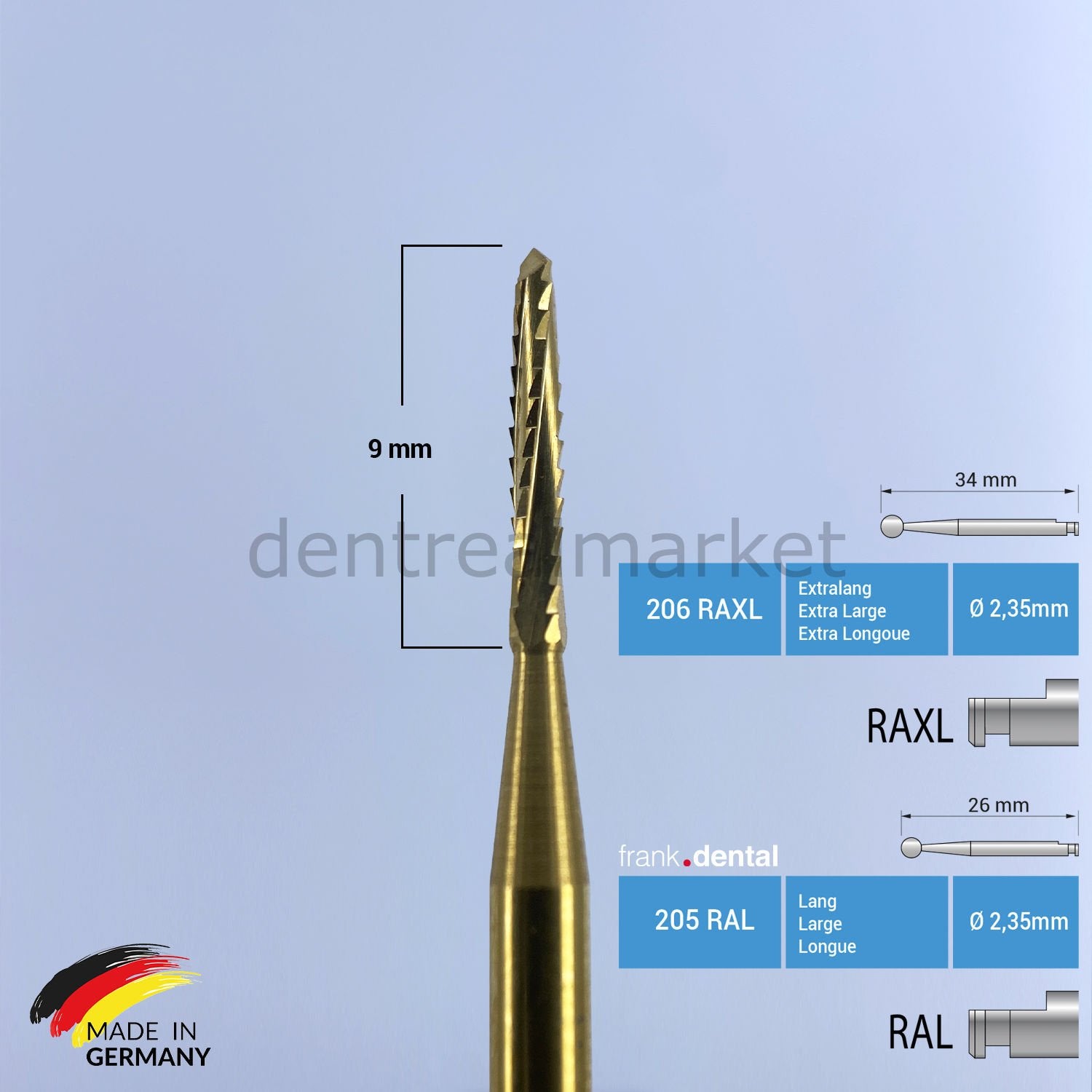 Frank Dental Titanium Carbide Lindemann Surgical Bur 162 Contra-Angle