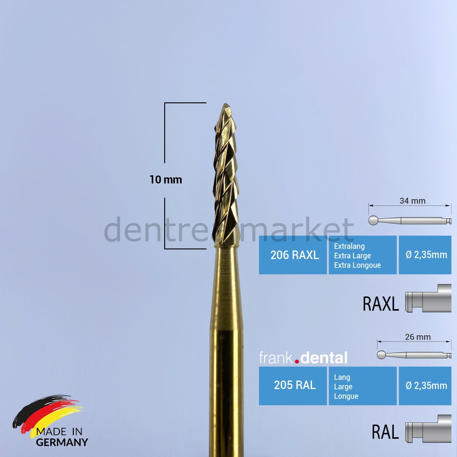 Frank Dental Titanium Carbide Lindemann Surgical Bur 166A RAL RAXL