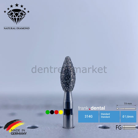 Frank Dental Natural Diamond Bur - Aerator 369 - Flame-shaped - 5 Pieces