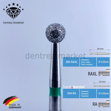 Frank Dental Round Natural Diamond Bur 801 Contra-Angle