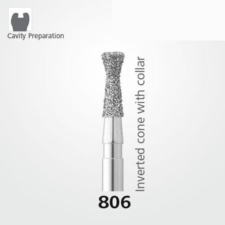 Meisinger 806 Synthetic Diamond Bur Inverted Cone — Pack of 5