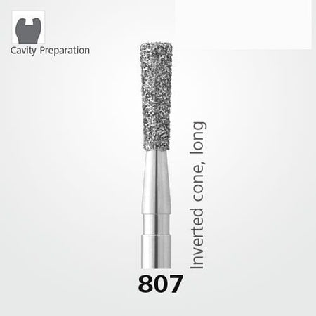 Meisinger 807 Synthetic Diamond Bur Inverted Cone — Pack of 5
