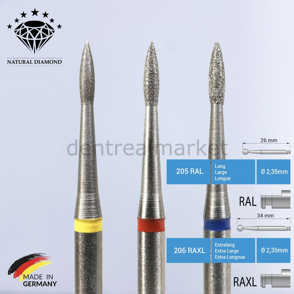 Frank Dental Natural Diamond Perio Bur 832 - Contra-angle