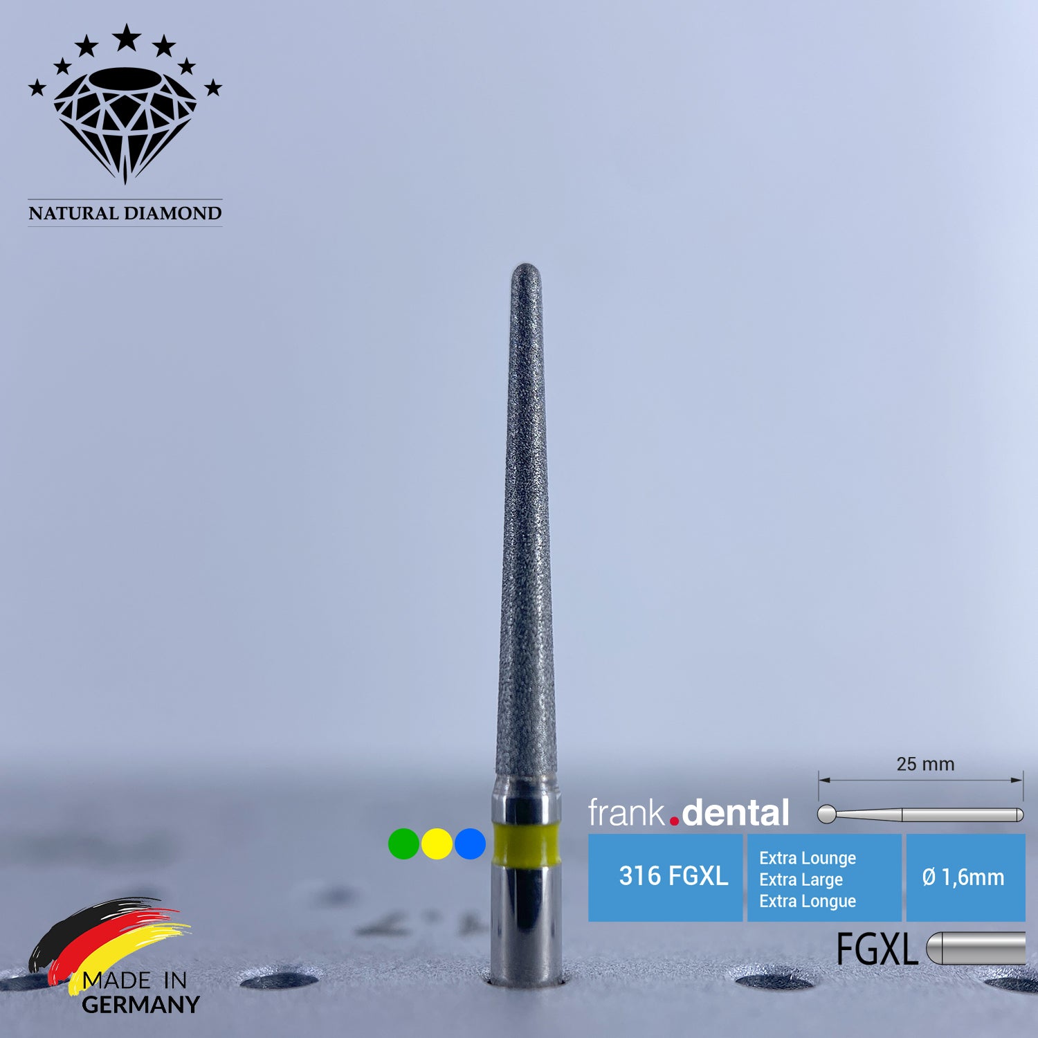 Frank Dental - Dental Natural Diamond Bur - 856L Long Taper - For ...
