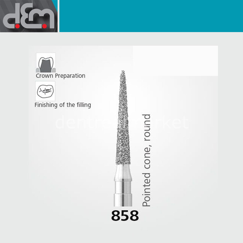 Dx Dentex DX Synthetic Diamond Bur 858 — Needle Tip — Pack of 10