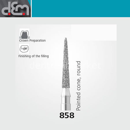 Dx Dentex DX Synthetic Diamond Bur 858 — Needle Tip — Pack of 10