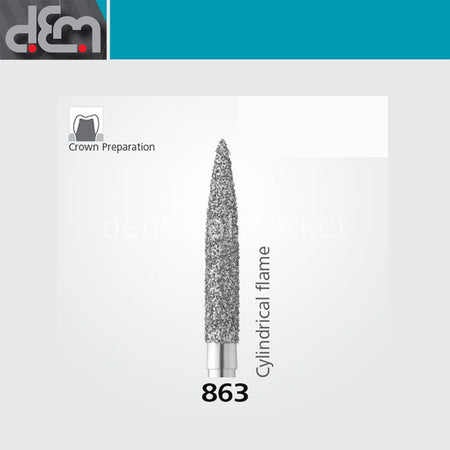 Dx Dentex DX Synthetic Diamond Bur - 863 - Flame Tip - 10 pcs