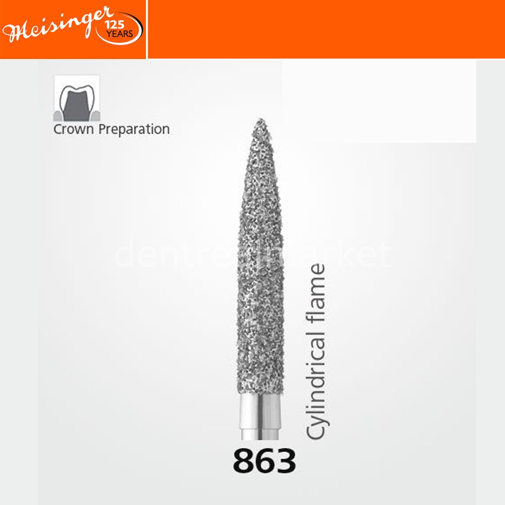 Meisinger 863 Synthetic Diamond Bur Pack of 5 – Flame