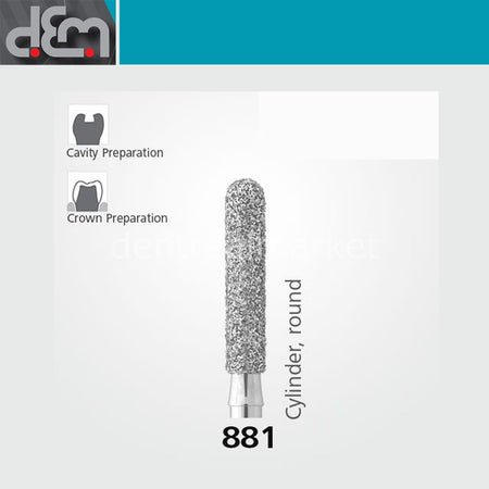 Dx Dentex DX Synthetic Diamond Bur 881 — Cylinder — Pack of 10