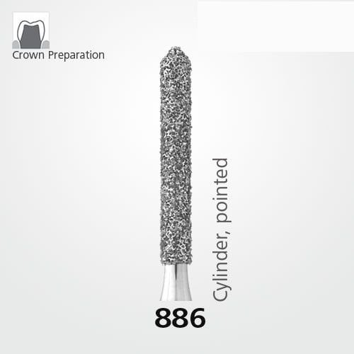 Meisinger 886 Synthetic Diamond Bur — Cylinder — Pack of 5
