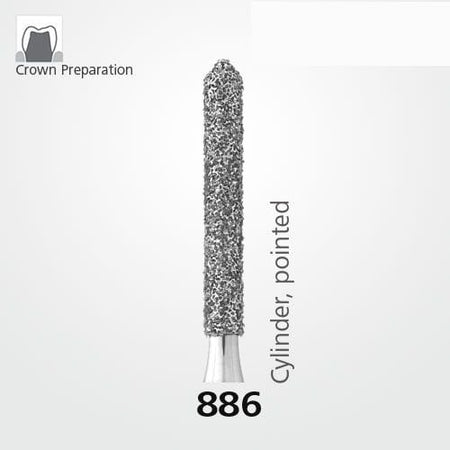 Meisinger 886 Synthetic Diamond Bur — Cylinder — Pack of 5