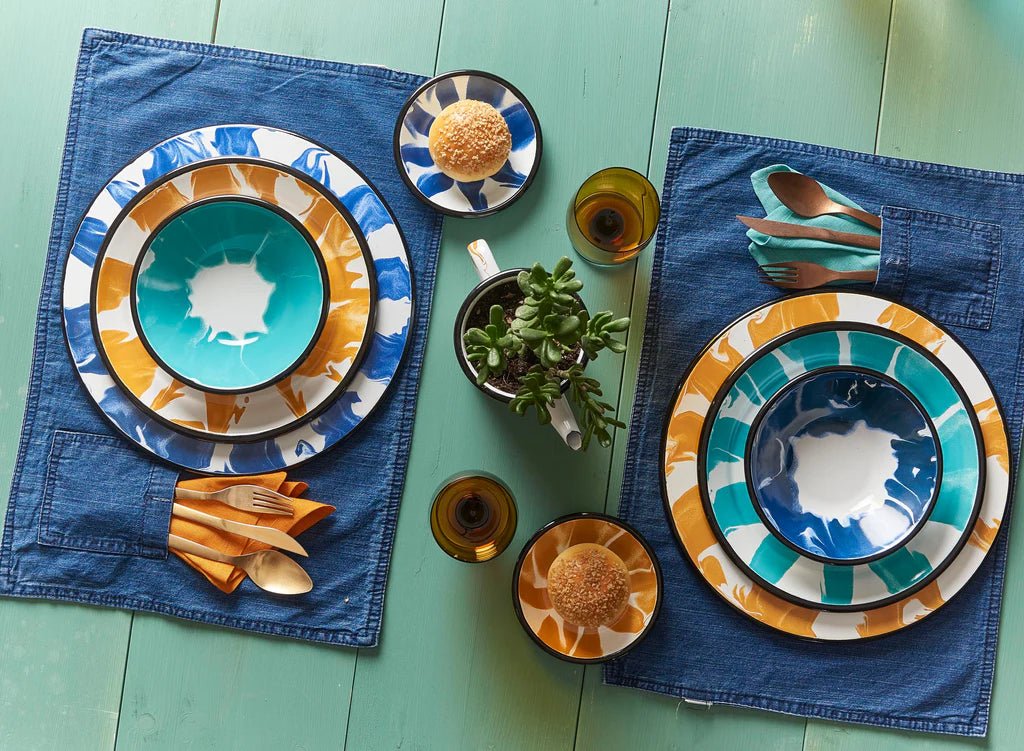 Kapka - A Little Color Soup Bowl - Enamel Vintage Look Washable Soup Bowl / Kapka