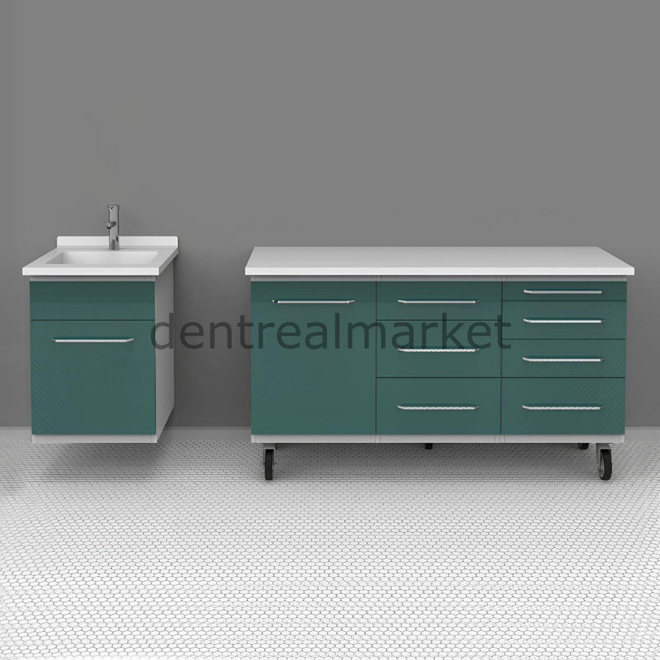 Grup Dental Wall-Mounted Split Clinic Bench - Glass Top AN07