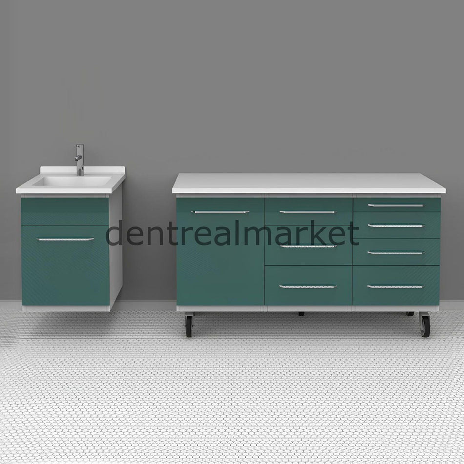 Grup Dental Wall-Mounted Sectional Clinic Workbench - Corian Top AN07