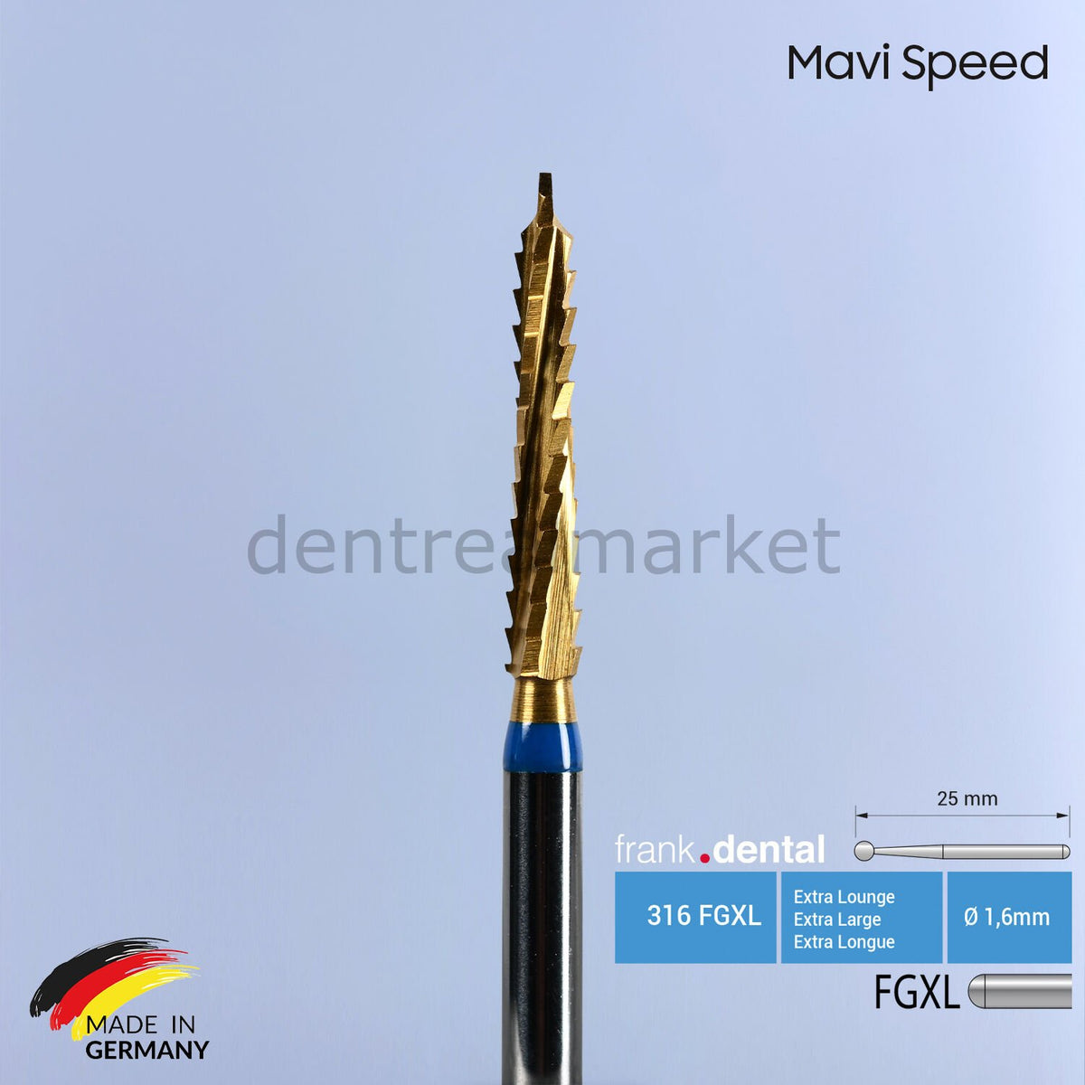 Frank Dental Titanium Nitride Coated Lindemann Surgical Bur - 162S - For High-Speed Handpiece