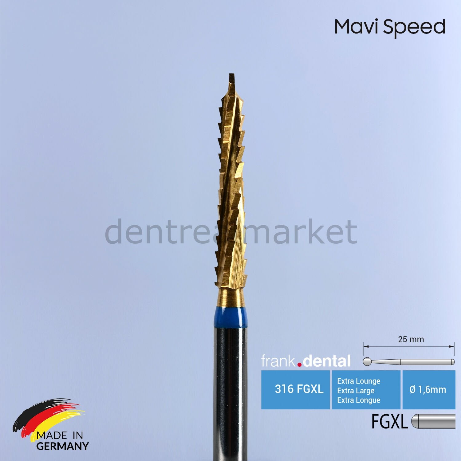 Frank Dental Titanium Nitride Coated Lindemann Surgical Bur - 162S - For High-Speed Handpiece