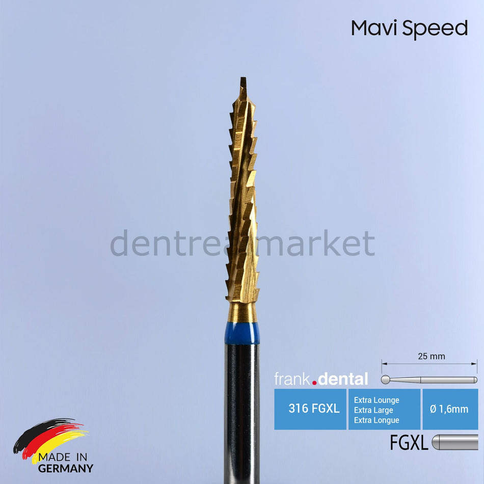 Frank Dental Titanium Nitride Coated Lindemann Surgical Bur - 162S - For High-Speed Handpiece