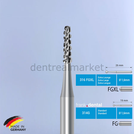Frank Dental Tungsten Carbide Bur for Turbine - C33R - 5 pcs