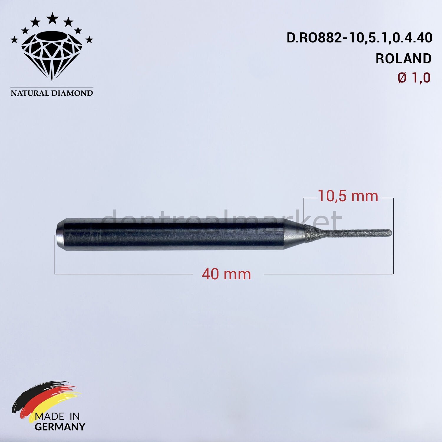 Frank Dental Diamond Milling Drill 1.0 mm for Roland Milling Machine