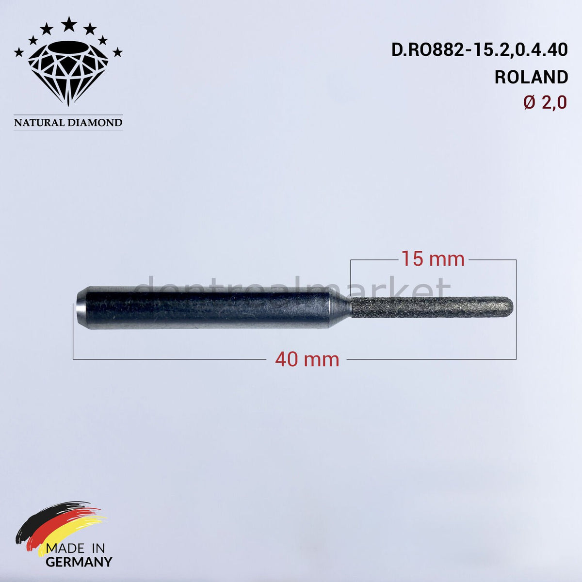 Frank Dental Diamond Milling Drill 2.0 mm for Roland Milling Machine
