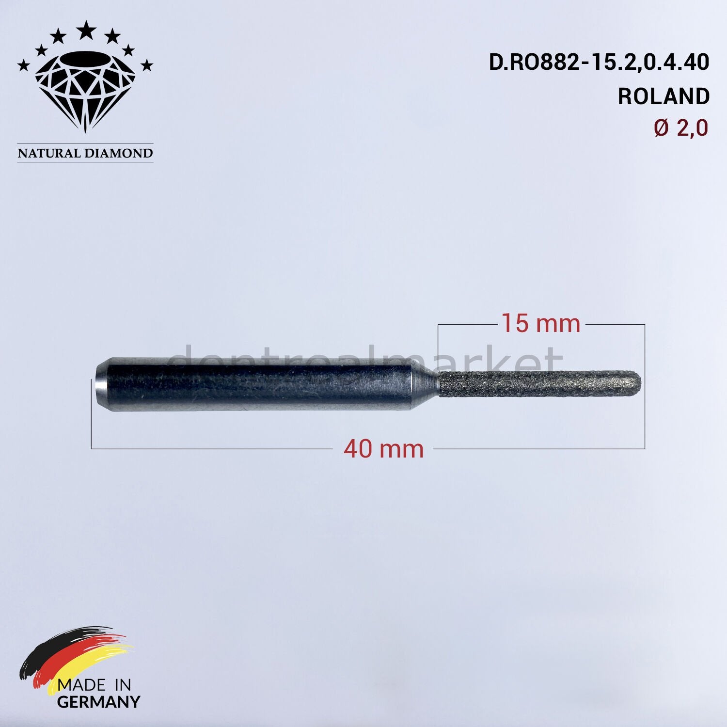 Frank Dental Diamond Milling Drill 2.0 mm for Roland Milling Machine