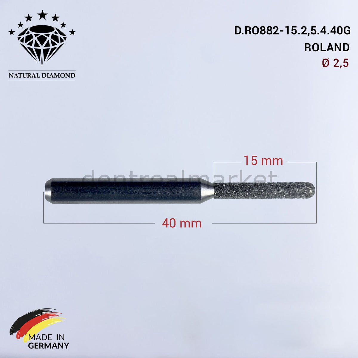 Frank Dental Diamond Milling Drill 2.5 mm for Roland Milling Machine