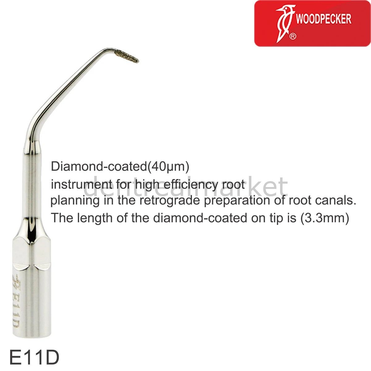 Woodpecker E11D Endodontic Scaler Tip - EMS, Mectron, Woodpecker, W&H Compatible