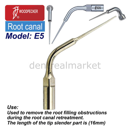 Woodpecker Scaler Endodontic Tip E5 – Compatible with EMS, Mectron, Woodpecker, and W&H