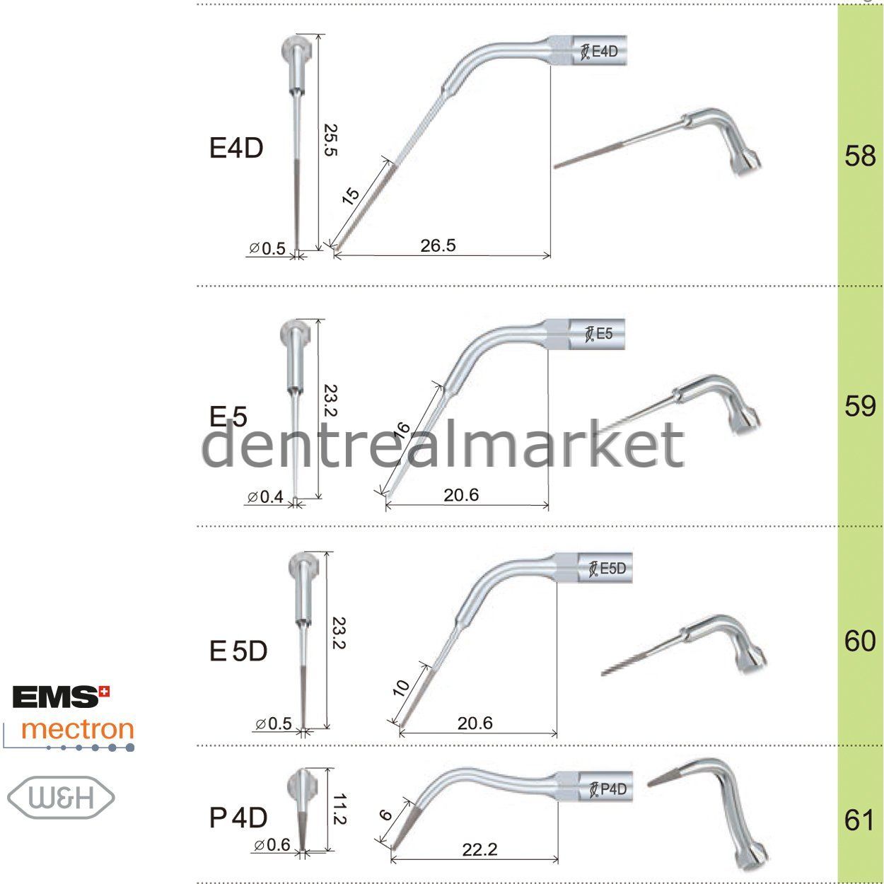 Woodpecker E11D Endodontic Scaler Tip - EMS, Mectron, Woodpecker, W&H Compatible