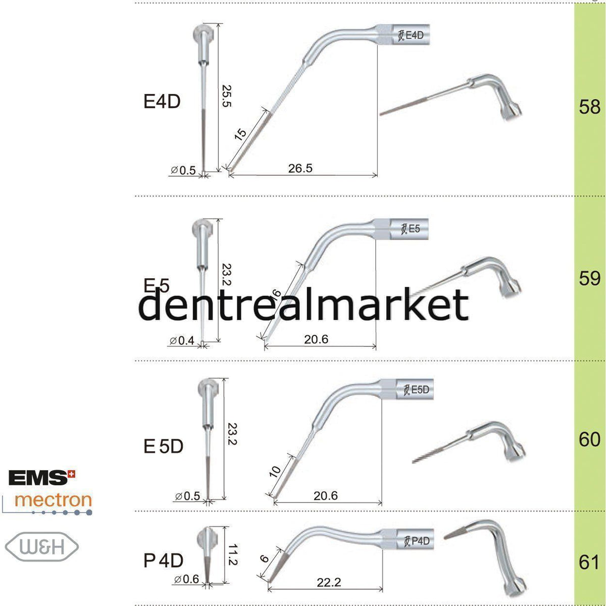 Woodpecker Scaler Endodontic Tip E6 – Compatible with EMS, Mectron, Woodpecker, and W&H
