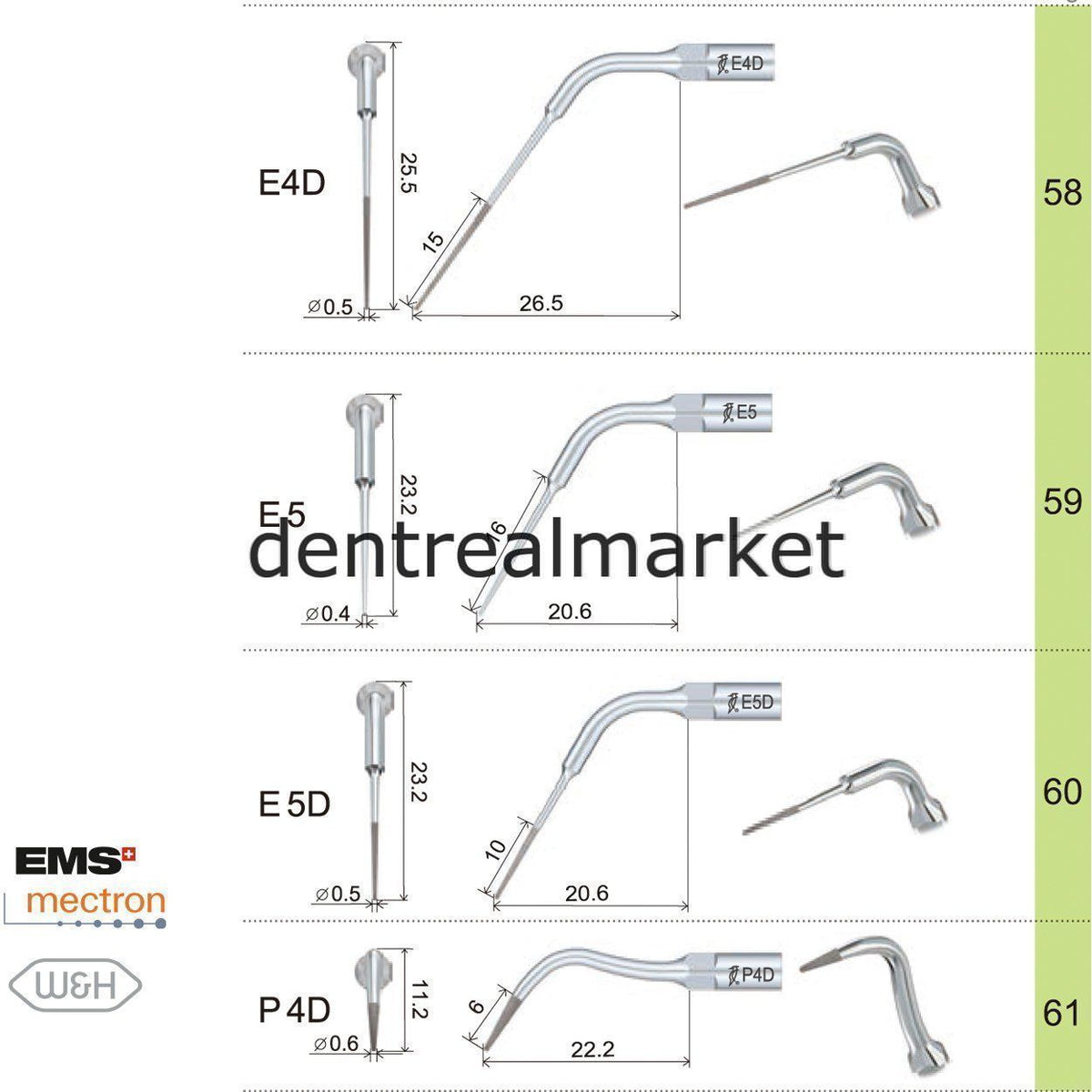 Woodpecker Scaler Endodontic Tip E4 – Compatible with EMS, Mectron, Woodpecker, and W&H