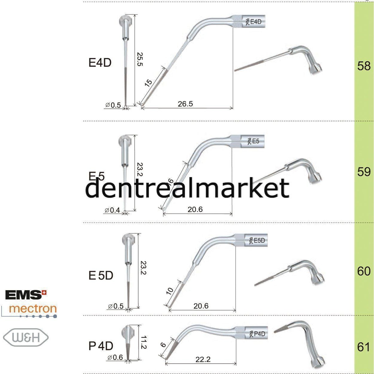 Woodpecker Scaler Irrigation Tip E60 – Compatible with EMS, Mectron, Woodpecker, and W&H