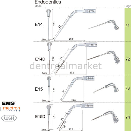 Woodpecker Endodontic Scaler Tip E1 – EMS, Mectron, Woodpecker, W&H Compatible