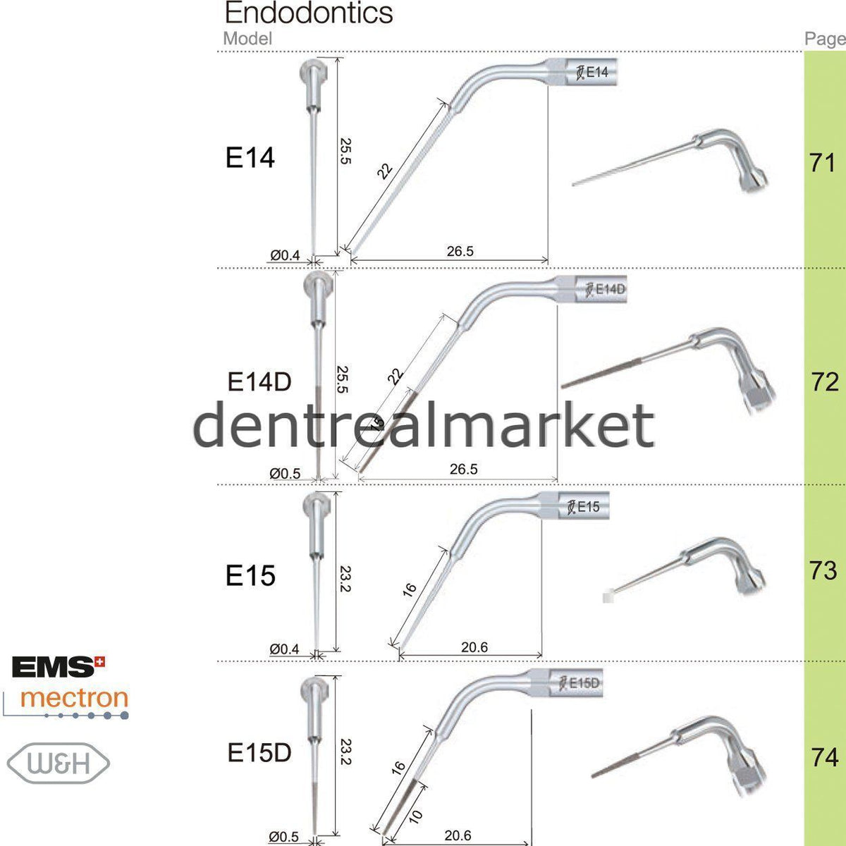 Woodpecker E14 Endodontic Scaler Tip - EMS, Mectron, Woodpecker, W&H Compatible