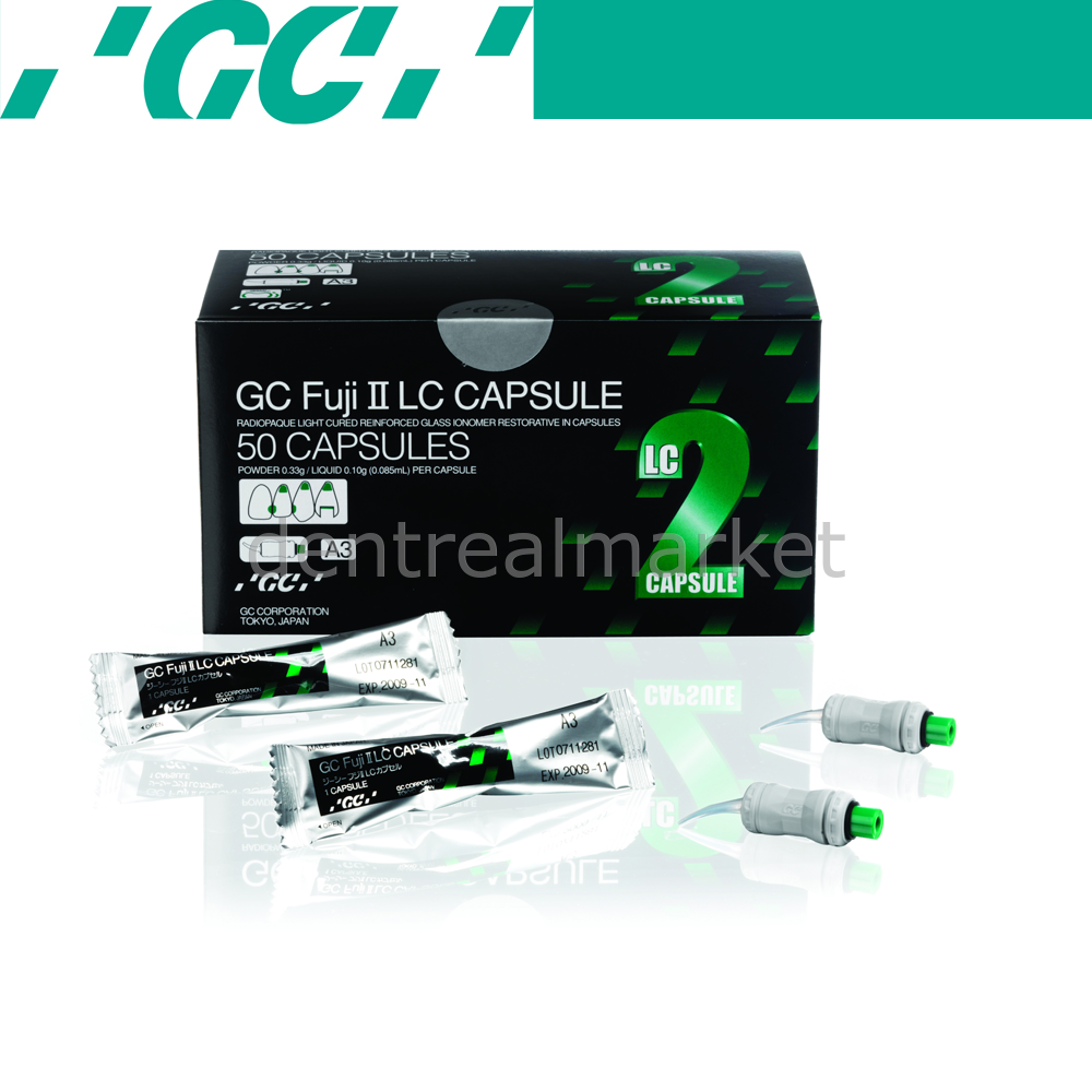 Gc Dental Fuji II LC Capsule Pack of 50 - Light-Cured Glass Ionomer Restorative A1