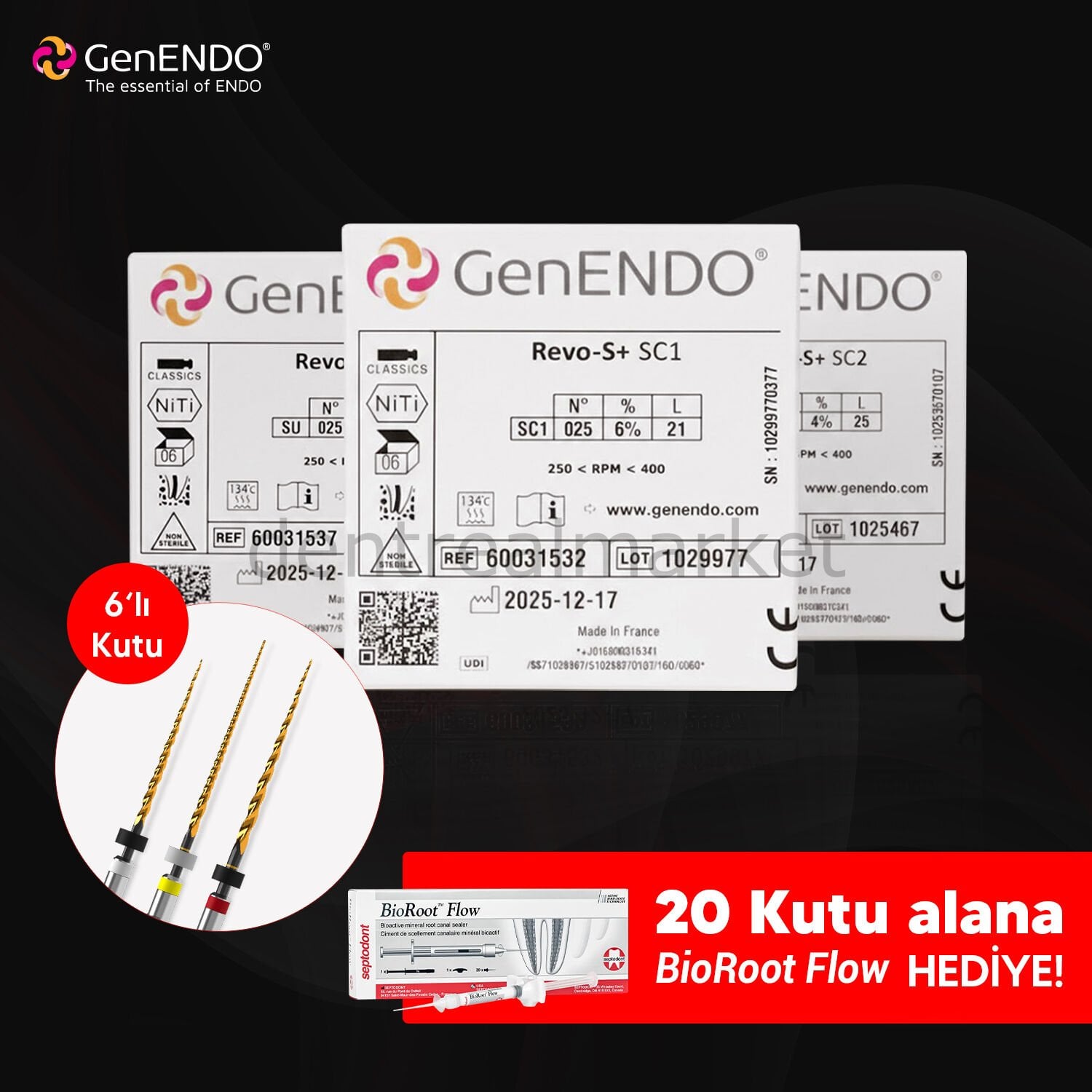 Septodont GenENDO Revo-S+ 6-File 25 mm + BioRoot Flow Campaign