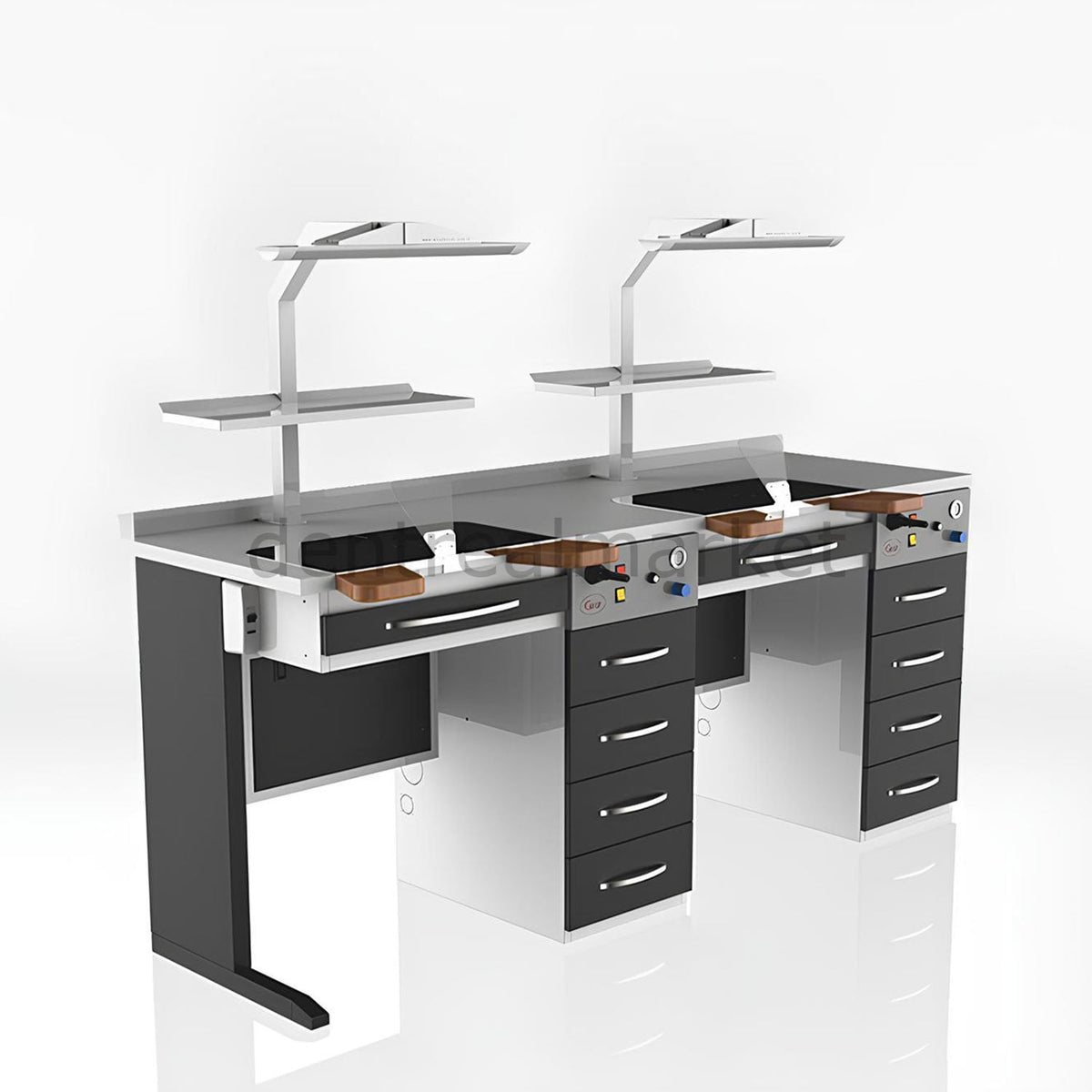 Grup Dental Two-Person Technician Bench - Dual Vacuum GPW02