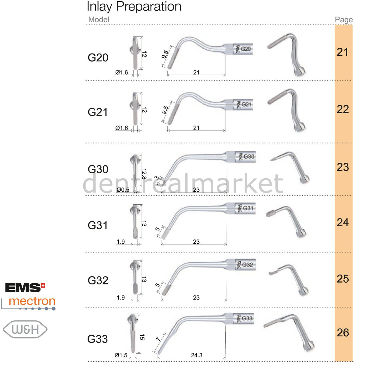 Woodpecker Inlay Preparation Tip G20 - EMS, Mectron, Woodpecker, W&H Compatible