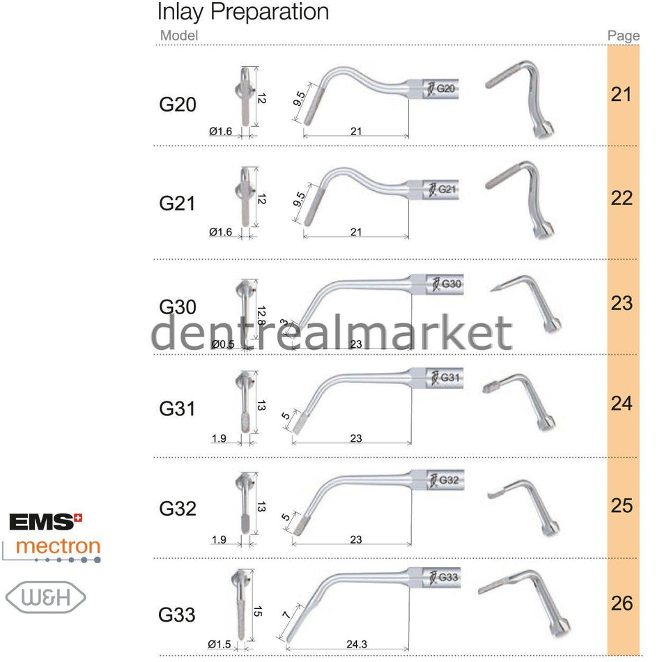 Woodpecker Inlay Preparation Tip G30 - EMS, Mectron, Woodpecker, W&H Compatible