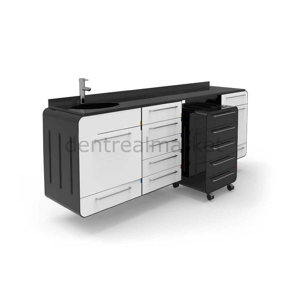 Grup Dental Wall-Mount Mobile Cabinet Clinic Workbench - Glass Top KV01