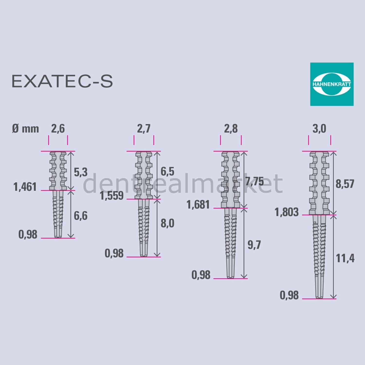 Hahnenkratt Exatec-S Titanium Post Pack of 10 Refill