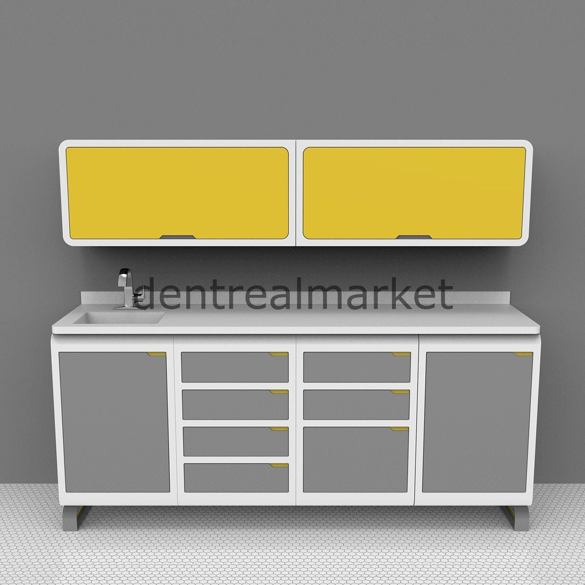 Grup Dental Wall-Mount Mobile Cabinet Clinic Workbench - Corian Top SFS-SFW