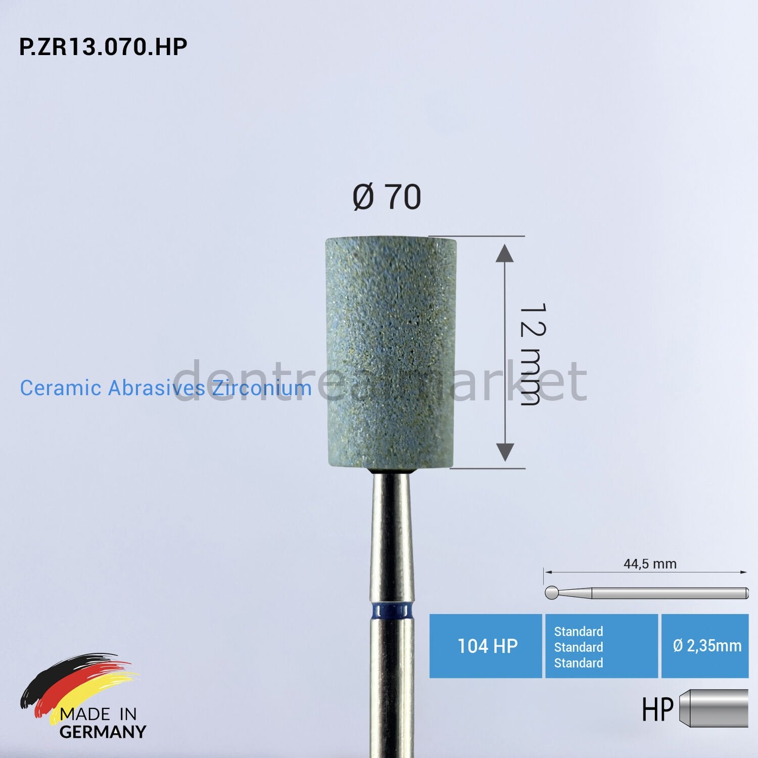 Frank Dental Zirconia & Ceramic Abrasive - P.ZR13 - Ø70 mm