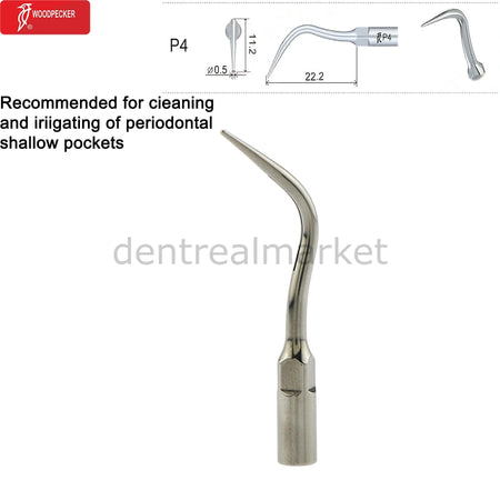 Woodpecker P4 Periodontic Scaler Tip - EMS, Mectron, Woodpecker, W&H Compatible