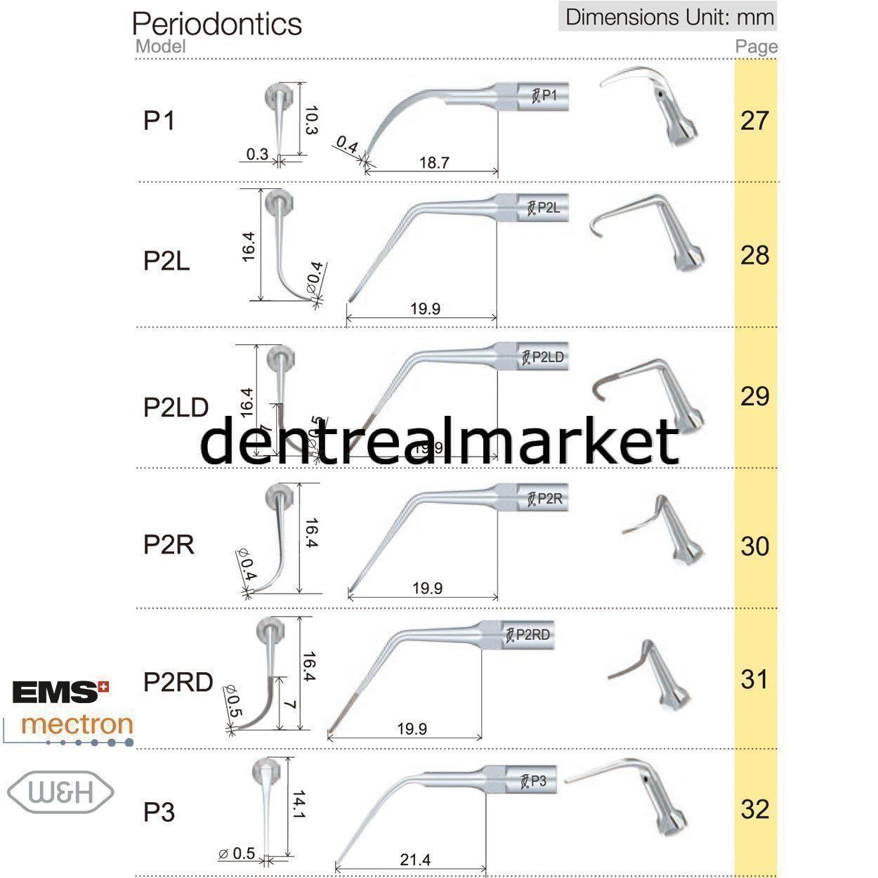Woodpecker P7 Periodontic Scaler Tip - EMS, Mectron, Woodpecker, W&H Compatible