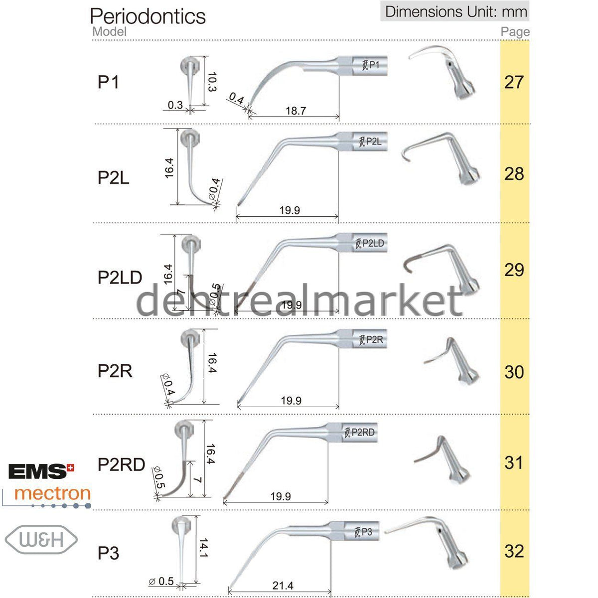 Woodpecker Scaler Periodontic Tip P14L – Compatible with EMS, Mectron, Woodpecker, and W&H