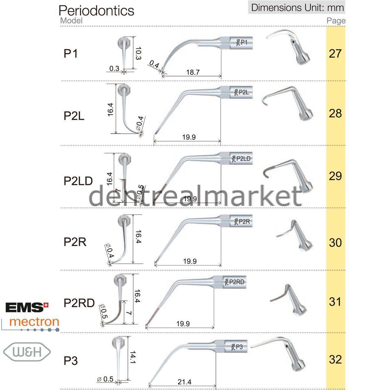 Woodpecker Scaler Periodontic Tip P14L – Compatible with EMS, Mectron, Woodpecker, and W&H