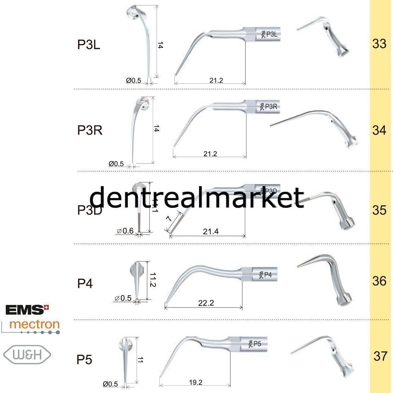 Woodpecker P3D Periodontic Scaler Tip - EMS, Mectron, Woodpecker, W&H Compatible